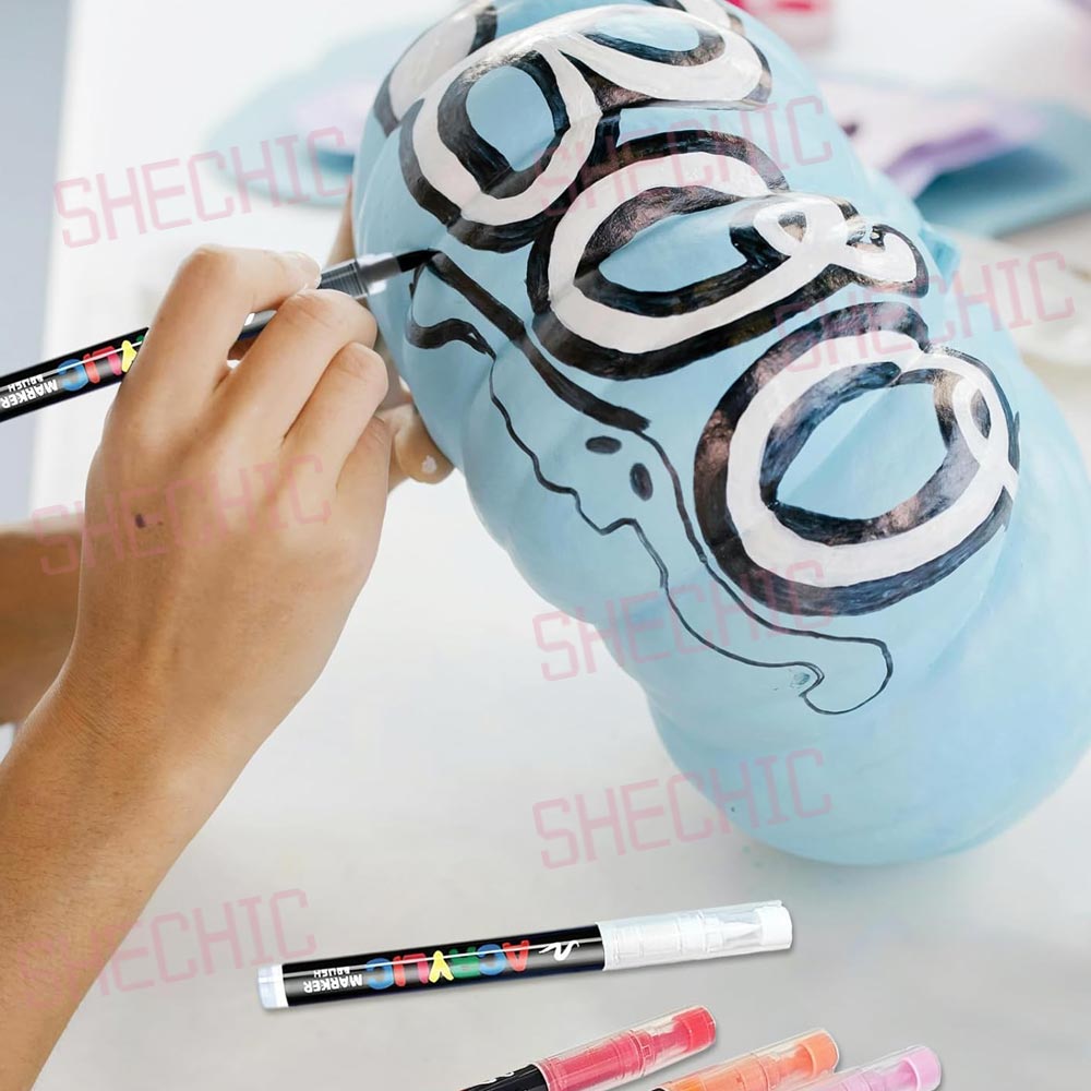 12 Pack Black Acrylic Paint Pens Soft Brush Tip - Waterproof Multi-Surface Markers for Wood, Rock, Fabric, Ceramic, Glass, DIY Crafts & School Art Projects in Kenya