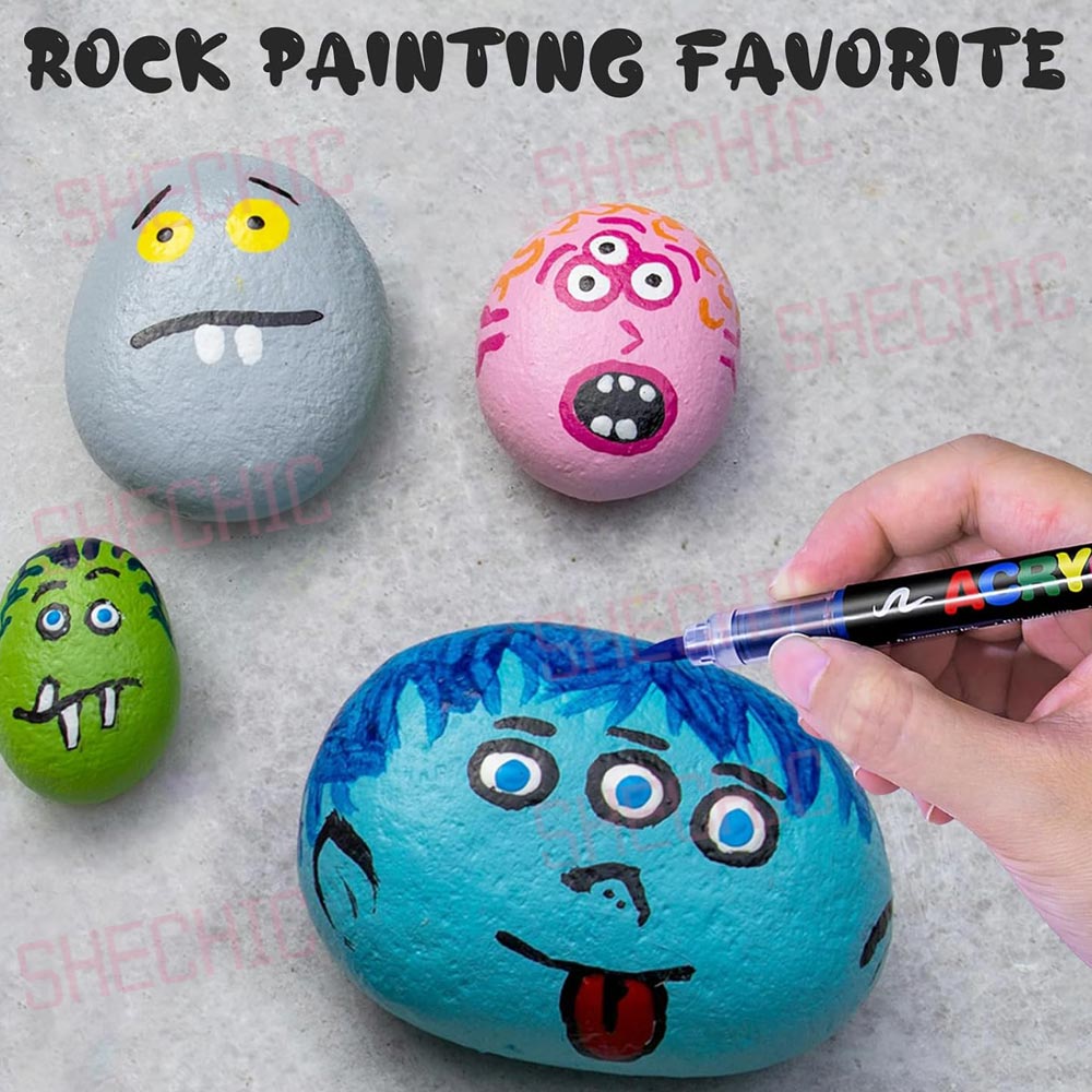 12 Pack Black Acrylic Paint Pens Soft Brush Tip - Waterproof Multi-Surface Markers for Wood, Rock, Fabric, Ceramic, Glass, DIY Crafts & School Art Projects in Kenya