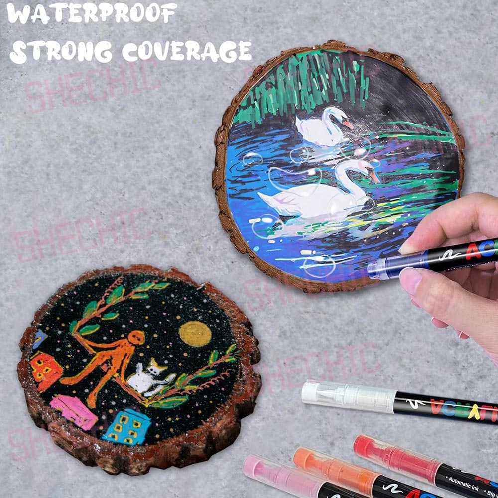 12 Pack Black Acrylic Paint Pens Soft Brush Tip - Waterproof Multi-Surface Markers for Wood, Rock, Fabric, Ceramic, Glass, DIY Crafts & School Art Projects in Kenya