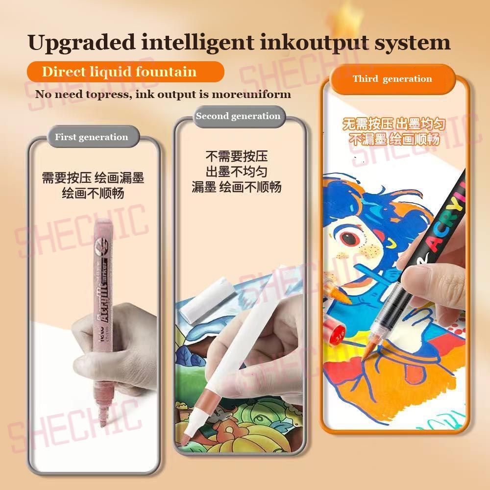 12 Pack Black Acrylic Paint Pens Soft Brush Tip - Waterproof Multi-Surface Markers for Wood, Rock, Fabric, Ceramic, Glass, DIY Crafts & School Art Projects in Kenya