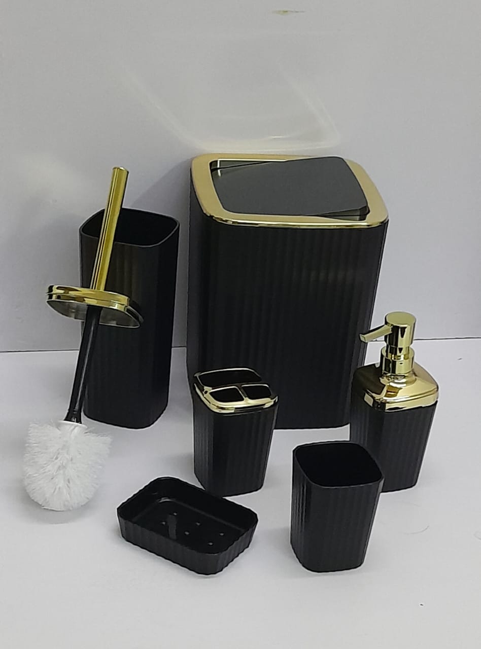 ❇️ BATHROOM ACCESSORIES SET
❇️ RECTANGULAR and ROUND IN SHAPE
⏯️6 in 1 Bamboo set includes {Toothbrush holder, Soap dispenser, Toilet brush, Trash can....}
WHITE, BLACK available