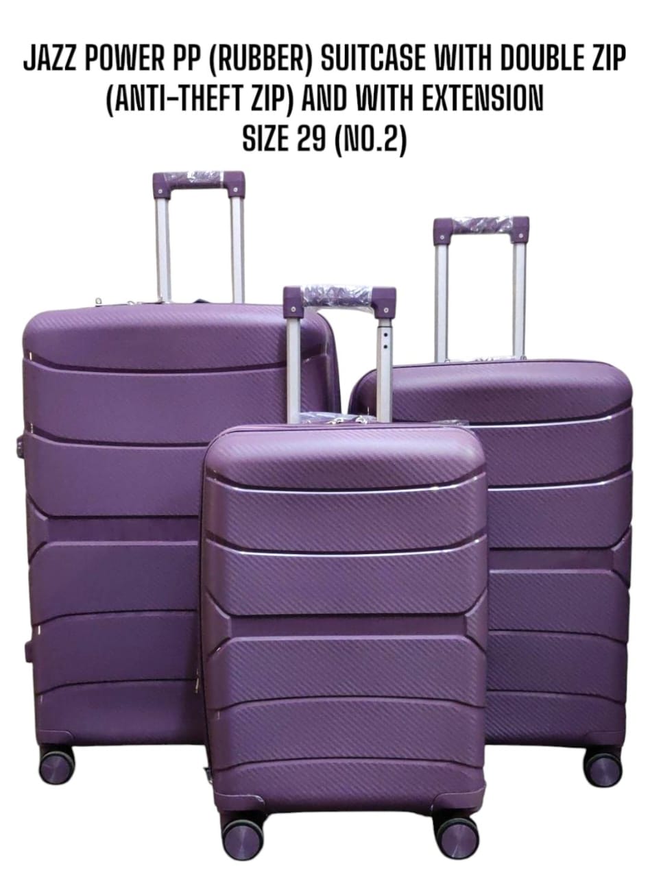 [ CLASSY NEW ARRIVALS 🤩🤩✨ !!! ] 3 in 1 Size 29 classy Stylish and Luxurious Jazz Power PP ( Rubber ) Suitcase With Double zip (Anti-Theft Zip) And With Extension