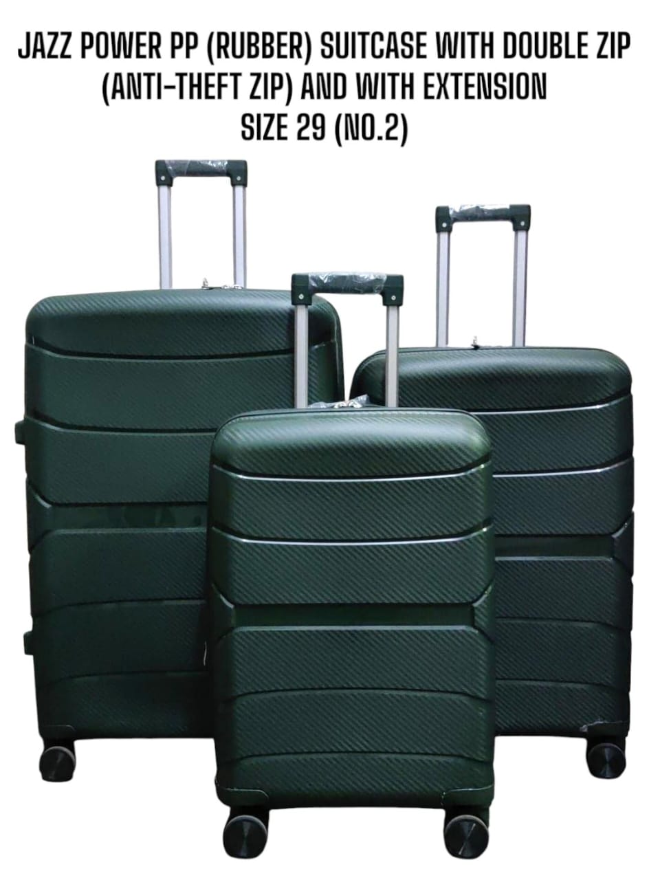 [ CLASSY NEW ARRIVALS 🤩🤩✨ !!! ] 3 in 1 Size 29 classy Stylish and Luxurious Jazz Power PP ( Rubber ) Suitcase With Double zip (Anti-Theft Zip) And With Extension