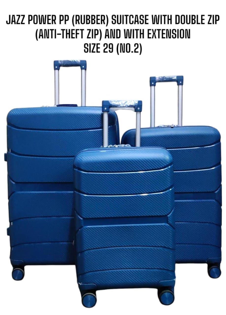 [ CLASSY NEW ARRIVALS 🤩🤩✨ !!! ] 3 in 1 Size 29 classy Stylish and Luxurious Jazz Power PP ( Rubber ) Suitcase With Double zip (Anti-Theft Zip) And With Extension