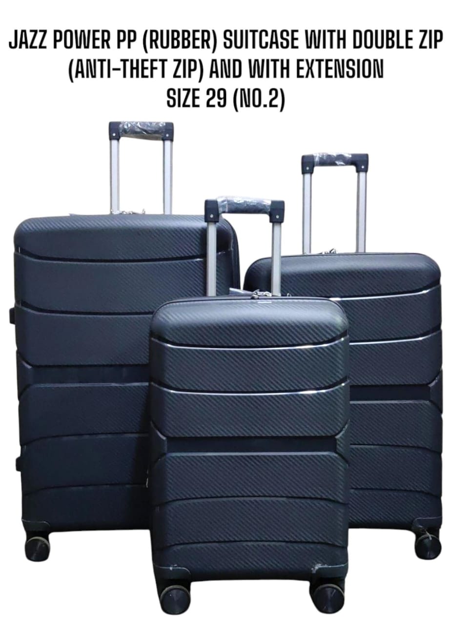 [ CLASSY NEW ARRIVALS 🤩🤩✨ !!! ] 3 in 1 Size 29 classy Stylish and Luxurious Jazz Power PP ( Rubber ) Suitcase With Double zip (Anti-Theft Zip) And With Extension