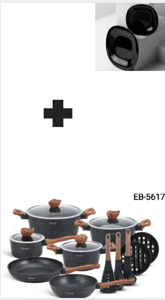 [🔥 SPECIAL LIMITED OFFER JUST FOR YOU 🤩🤩✨ !!! ] 15 pcs edenberg nonstick Brand New Very High Quality Stylish and stainless Cookware Set .Comes With Free Set of plates