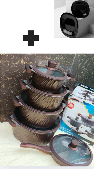 [🔥 SPECIAL LIMITED OFFER JUST FOR YOU 🤩🤩✨ !!! ] 10 Pc Brand New Very High Quality Stylish and Elegant Kitchen Edenberg stainless Cookware Set .Comes With Free Set of plates