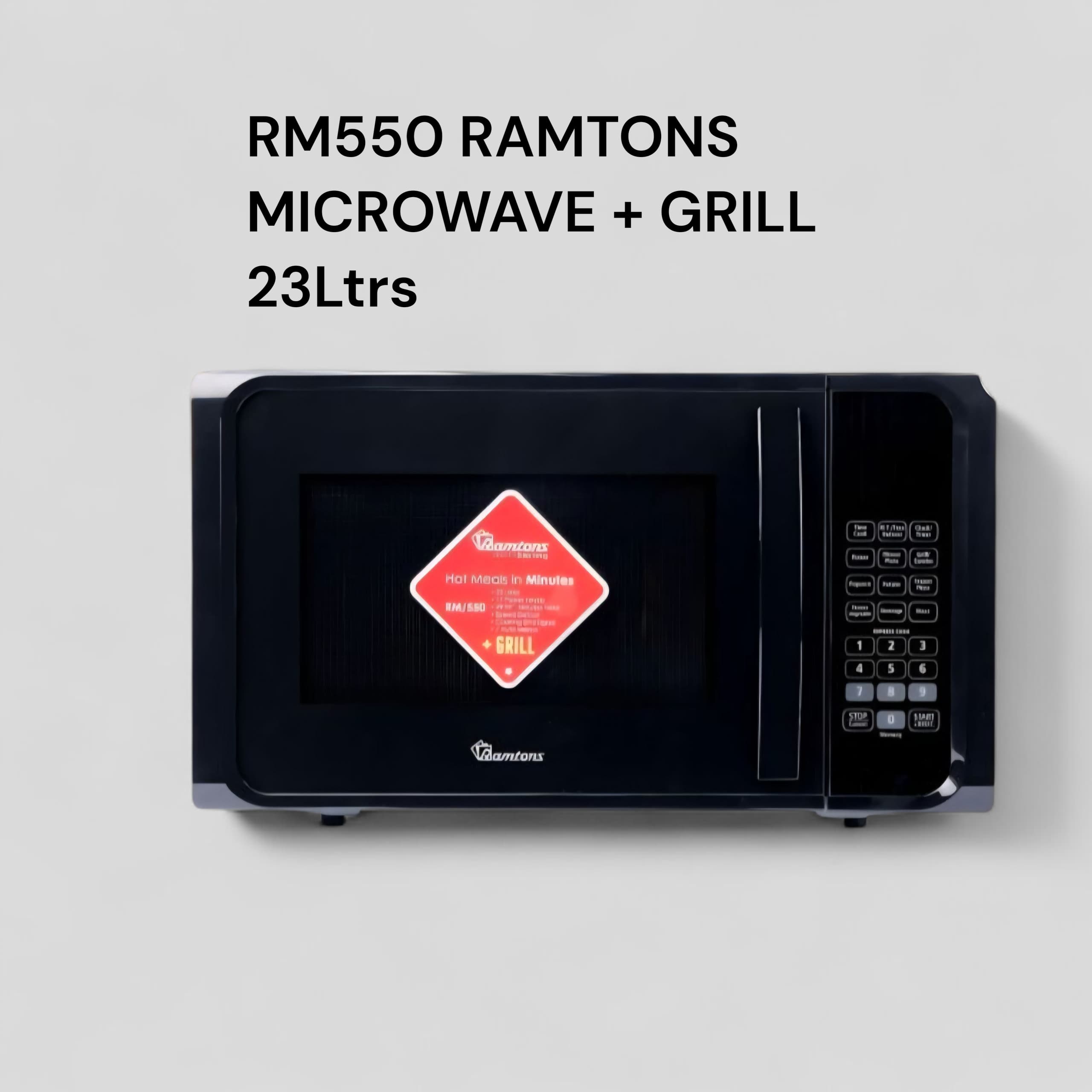 ⚡ INSTANT OFFER ⚡-1pc Ramtons Microwave Oven with Grill 23L Digital Kitchen Appliance for Heating, Cooking & Grilling at Home