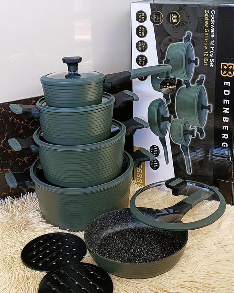 [🔥SPECIAL LIMITED OFFER🔥 🥑🌽ONLY AT KILIMALL !!! ] 12Pcs Brand New High Quality Durable Edenberg Nonstick Kitchen Cooking Pots at Best Price