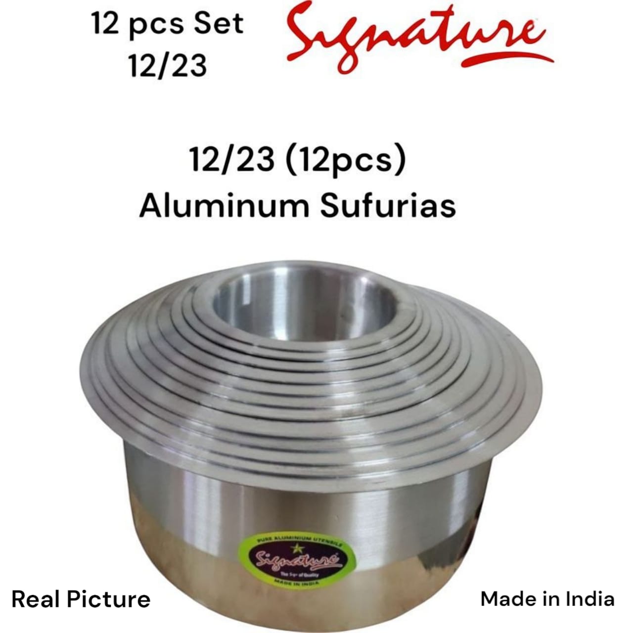 [🔥 PROMOTION JUST FOR YOU🔥 🥑🌽ONLY AT KILIMALL !!! ] 12Pcs Brand New High Quality Durable Signature aluminium sufuria  Size Approx:1.5/2/2.5/3/4/5/6.5/8/8.5/9/10/11 Ltrs at Best Price