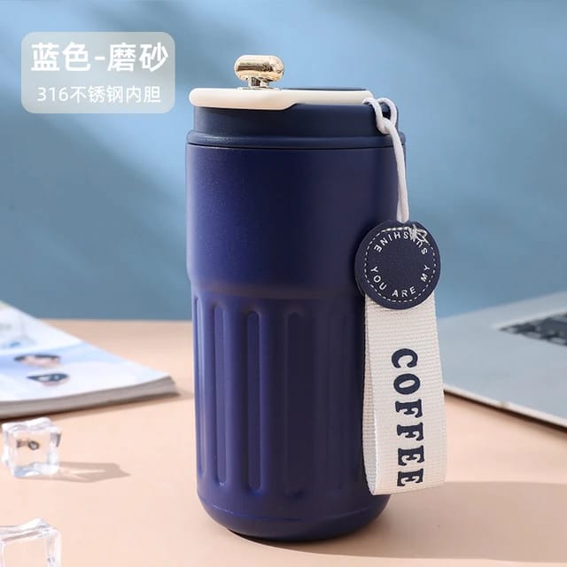 [🔥🛒 BULK OFFER 🛒🔥 🥑!!! ] - 1Pc Classy Very Quality & Portable 693820  High-end Intelligent Temperature Coffee Cup Thermos Mug  Stainless Steel Vacuum Coffee Mugs with Rope Water Bottle 460ml