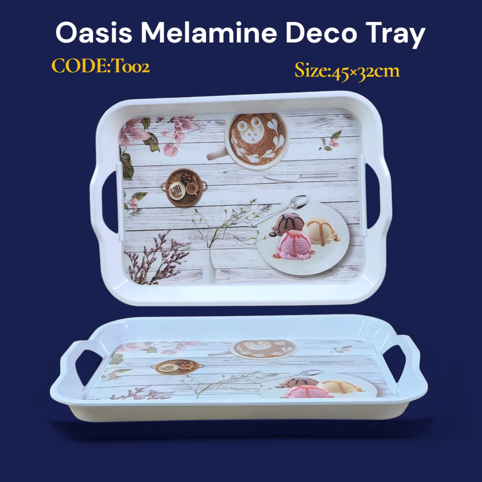 [ SHOP SMART AND SAVE BIG AT AN ⭐ SEASONAL OFFER ⭐  🤩🤩✨ !!! 1Pc  Brand New High Quality T002 Oasis Melamine Serving Tray Deco 17.5" at Best Price