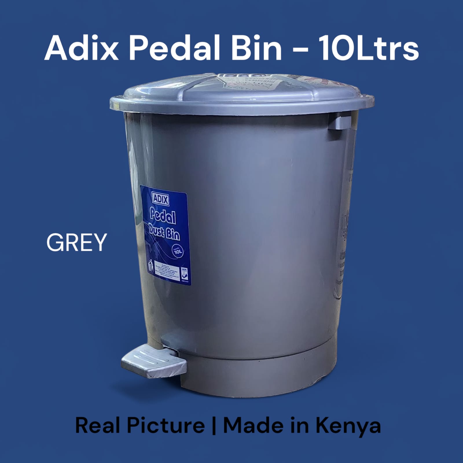 [🔥SPECIAL LIMITED OFFER🔥 🥑🌽ONLY AT KILIMALL !!! ] 1Pc  Classy Very Quality Adix Pedal Dust Bin 10Ltrs Plain Keeps your surroundings clean and tidy effortlessly  at Affordable Price
