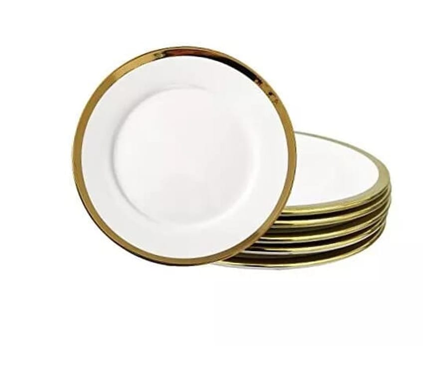 [ SHOP SMART AND SAVE BIG AT AN AMAZING OFFER PRICE 🤩🤩✨ !!!]  4Pcs Classy Very Quality Durable Golden ring side Kitchen Dinner Plate..Designed With Durability and Functionality ✔👌
