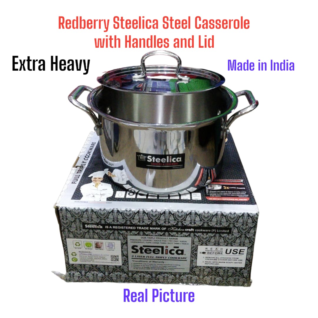 ⭐ SEASONAL OFFER ⭐ 1Pcs Brand New Very Quality Durable & Stylish Redberry Steelica Stainless Steel Casserole/Sufuria with Handle & Lid Size;3L At Affordable Price