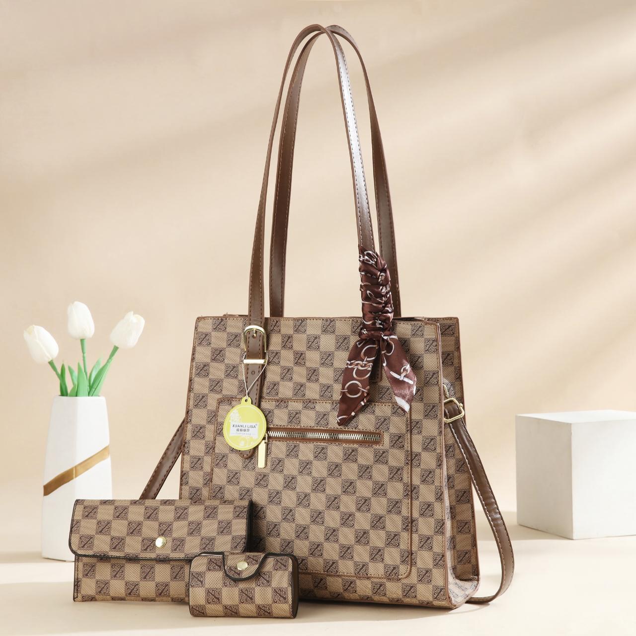 🌈 EVERYDAY SAVINGS OFFER 🌈 -  3PCS Women Fashion Handbag Set Stylish Shoulder Bag + Crossbody Bag + Wallet High Quality PU Leather Durable & Affordable