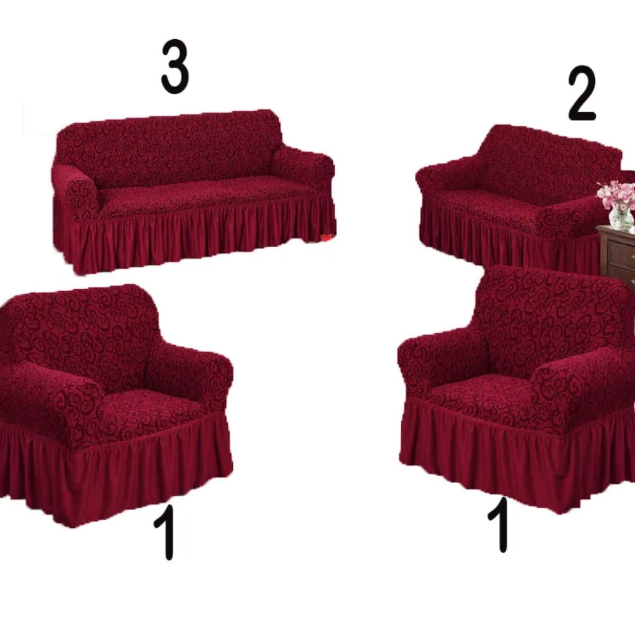 🔥 HOT SELL OFFER 🔥 – 1 Set Loose Sofa Covers 7 Seater (3:2:1:1) Stretch Fabric Couch Covers Soft Protective Living Room Decor