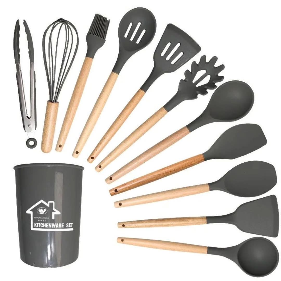 💎 EXCLUSIVE OFFER 💎  - 12PCS Silicone Kitchen Utensil Set, Heat Resistant Cooking & Serving Spoons, Non-Stick, Durable & Easy Clean