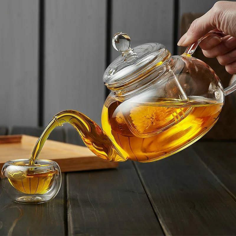 [ CLASSY NEW ARRIVALS 🤩🤩👌. DON'T MISS OUT !!! ] 1 pc High Borosilicate glass tea/Coffee pot with stainless steel glass filter infuser Resistant To High Temperatures