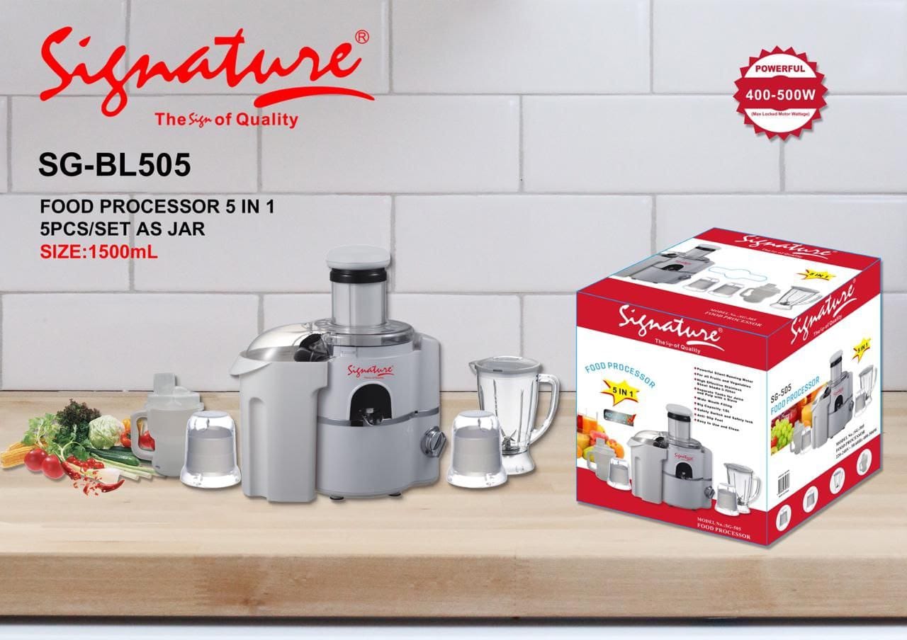 [⚡ INSTANT OFFER ⚡ !!! ] 5 in 1 Classy Brand New Very High Quality Stylish and Luxurious Kitchen SG505 Signature Food Processor ➡️Separate tanks for juice and pulp with a sieve.