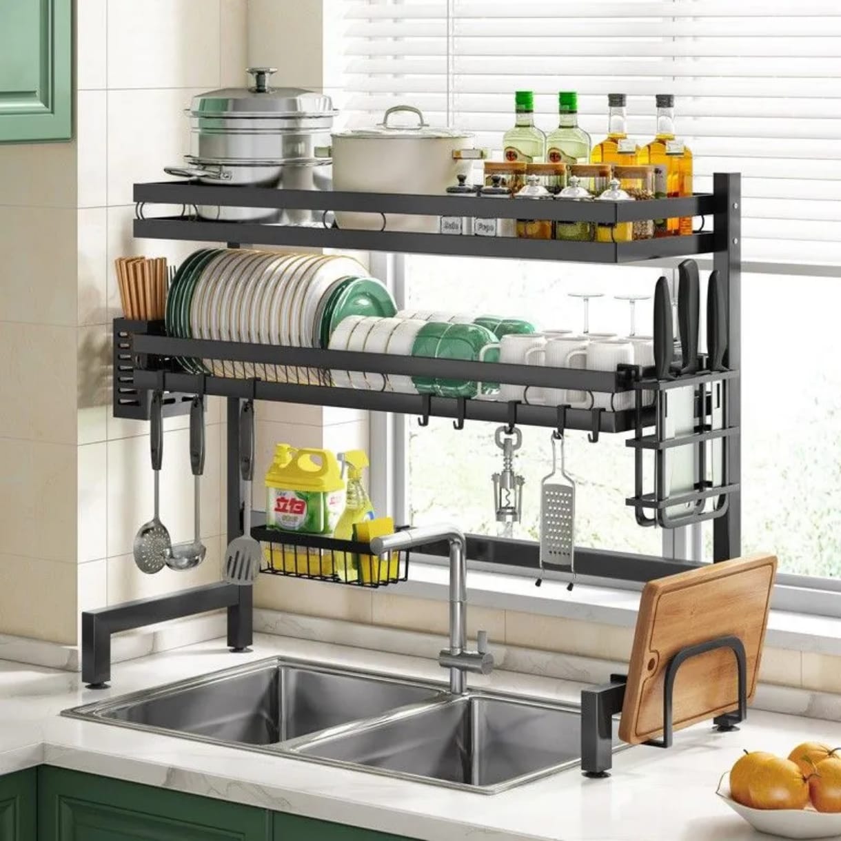 [ KILIMALL AMAZING OFFERS🤩🤩✨!!! ] (EXPERIENCE LUXURY FOR LESS❤) 1 Pc Brand New Very High Quality Stylish and Luxurious Kitchen Double Over the Sink STAINLESS STEEL DISH RACK at Affordable Price