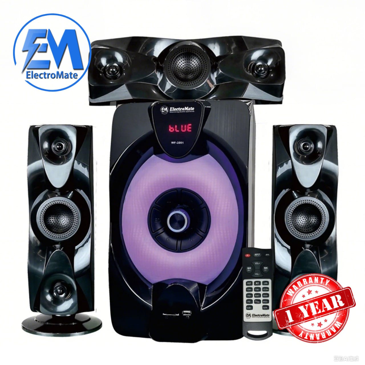 [🔥 KILIMALL SPECIAL OFFERS JUST FOR YOU 🤩🤩✨ !!! ] 4 Pc Brand New Very High Quality Stylish and Luxurious Electromate woofer WF-3001 .Designed With Durability and Functionality