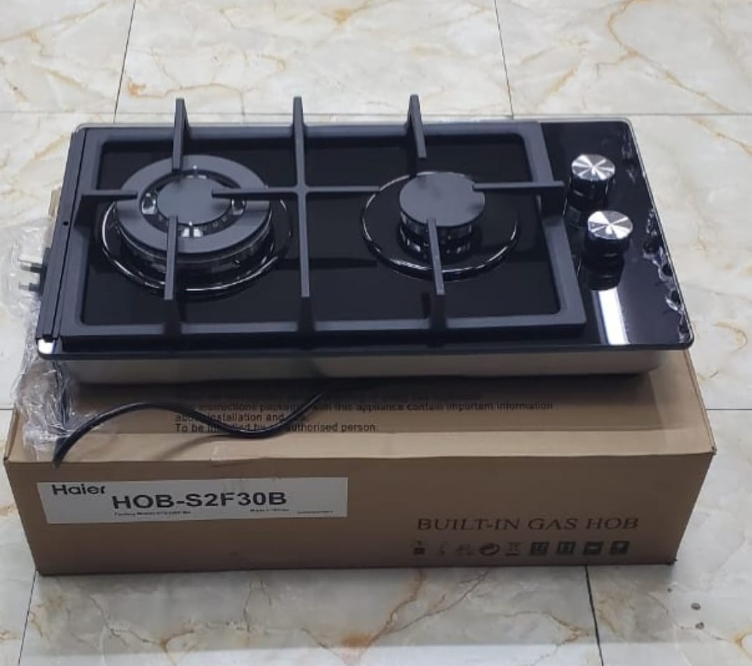 🎉 LIMITED STOCK Haier 2-Burner Built-In Cooker – Black Glass (HOB-S2F30BT) | Energy Efficient Gas Hob | Easy Clean Surface