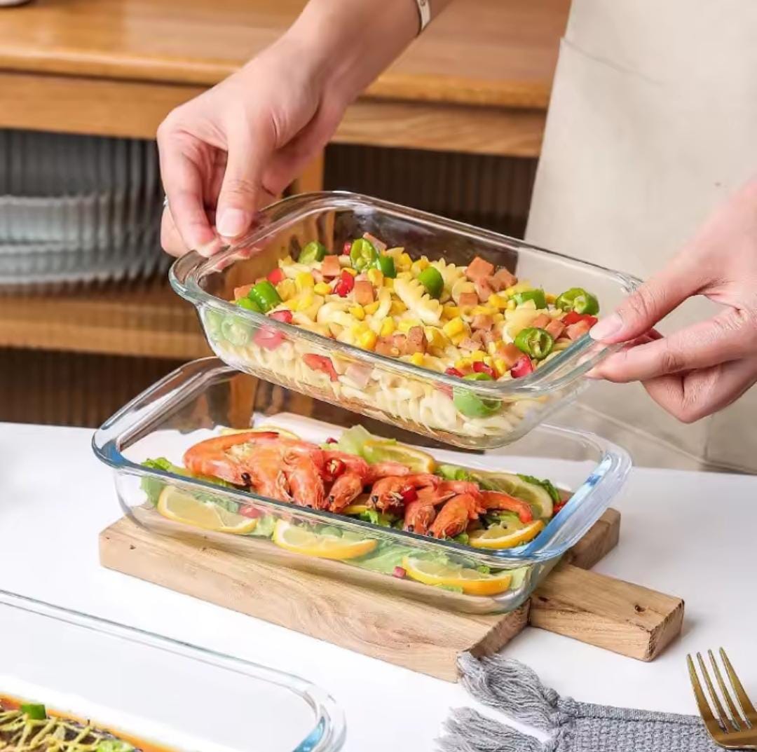 🔥 HOT OFFER 🔥 – 3pcs Glass Casserole Tins Set (1L, 1.6L, 2.2L) | Baking & Microwave Safe | Durable Kitchen Bakeware