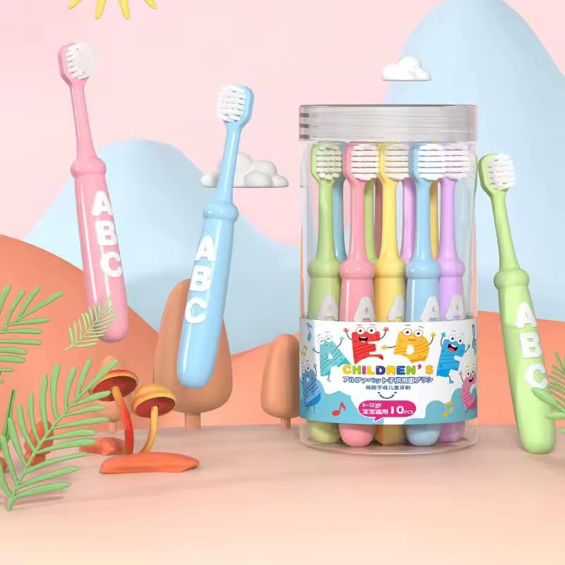 🌟 PREMIUM OFFER 🌟 10Pcs Cute Children Small Head Soft Bristle Toothbrush – Multicolour Manual Kids Oral Care Set