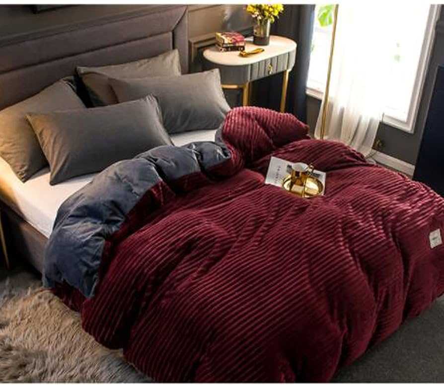 🔥 TODAY OFFER 🔥 4pc TC & Weaverbird Velvet Duvet Set 6x7ft – 1 Duvet, 1 Bedsheet & 2 Pillowcases Luxury Modern Bedding