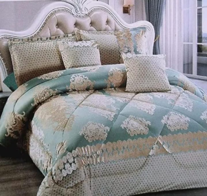 🎁 GIFT OFFER 🎁 6pc Luxury Silk & Cotton Duvet Set – 1 Duvet, 1 Bedsheet, 2 Pillowcases, 2 Comforter Cases – Modern Bedroom