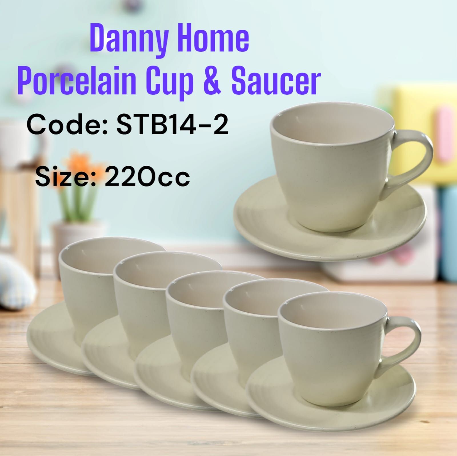 [HOT DEALS !!! ] 12 pcs classy kitchen home Danny Home Porcelain Cup &Saucer 220cc (220ml) 6+6pcs