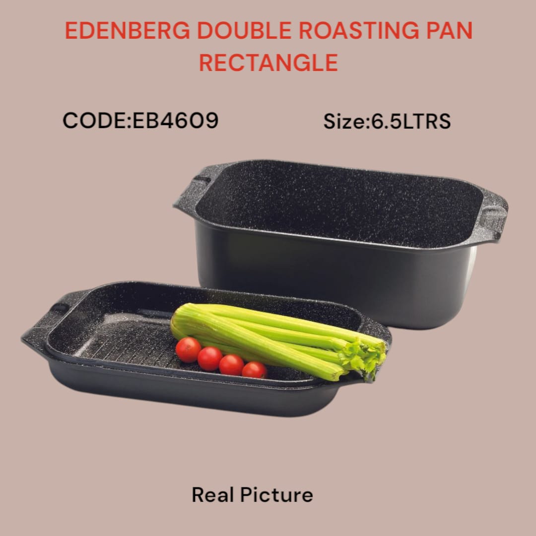 [🔥KILIMALL SPECIAL OFFERS 🤩🤩✨!!! ] Single 6.5Ltrs Classy Brand New Quality Stylish and Luxurious Kitchen ⚡⚡ EDENBERG DOUBLE ROASTING PAN RECTANGLE .Designed With Durability and Functionality🔥