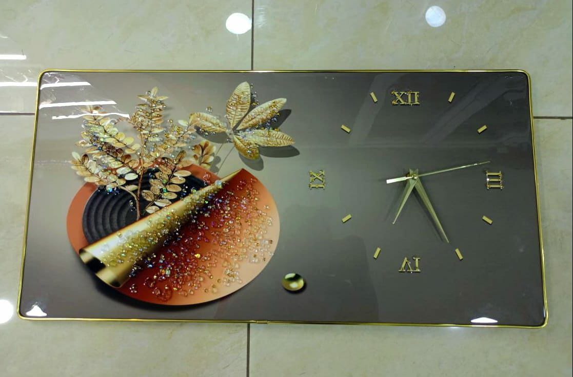 [ SPECIAL LIMITED OFFER 🤩🤩✨...JUST FOR YOU !!! ] 1 Pc Size 30X60cm Classy Brand New Very High Quality Stylish and Luxurious Home Crystal porcelain decorative painting with clock at Affordable Price