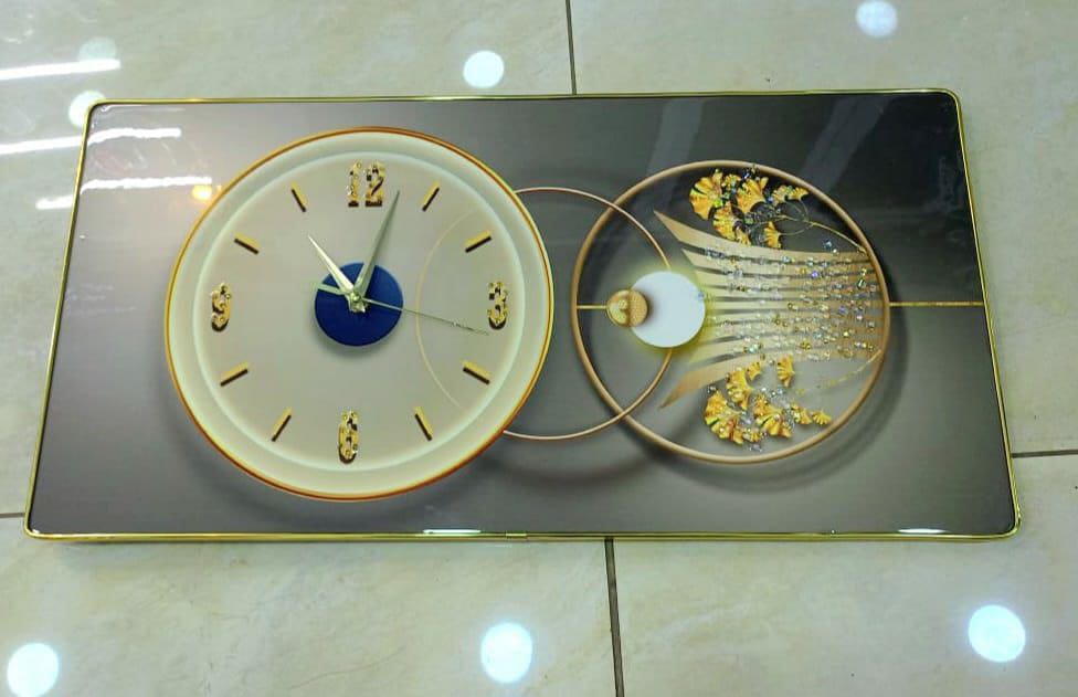 [ SPECIAL LIMITED OFFER 🤩🤩✨...JUST FOR YOU !!! ] 1 Pc Size 30X60cm Classy Brand New Very High Quality Stylish and Luxurious Home Crystal porcelain decorative painting with clock at Affordable Price