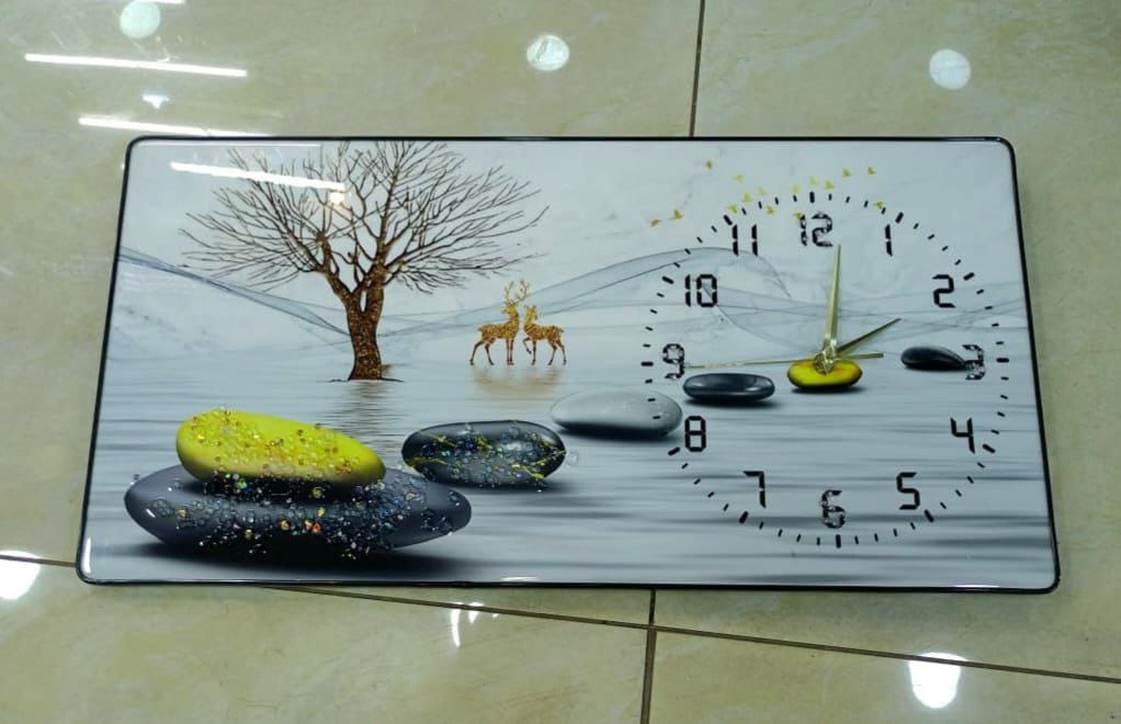 [ SPECIAL LIMITED OFFER 🤩🤩✨...JUST FOR YOU !!! ] 1 Pc Size 30X60cm Classy Brand New Very High Quality Stylish and Luxurious Home Crystal porcelain decorative painting with clock at Affordable Price