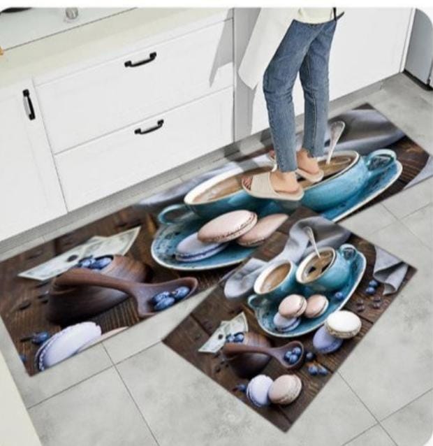 New arrival!! strong grip Rubber underside floor 3D 2in1 kitchen mat.