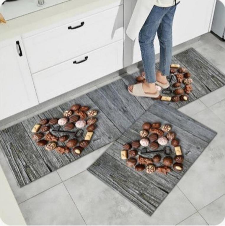 New arrival!! strong grip Rubber underside floor 3D 2in1 kitchen mat.