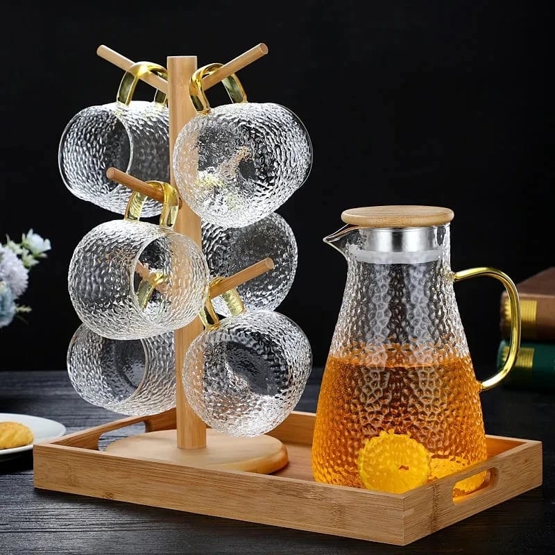 9Pcs set Snowflake Transparent Teapot / Coffee /Juice/ Lemonade Jug Flower Tea Pot Hot/Cold Water Pitcher
Snowflake pot/Jug Capacity 1800ml 
Snowflake Cup capacity: 350ml