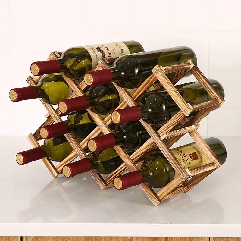 Foldable10 Slot wooden wine bottle rack at Affordable Price