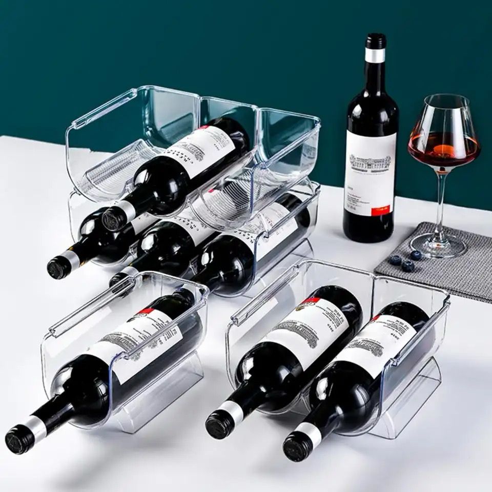3 in 1 Wine Rack Stackable Wine Holder Kitchen Bottle Storage Rack Refrigerator Organizer Can Beer Wine Bottle Holder Rack Organizer