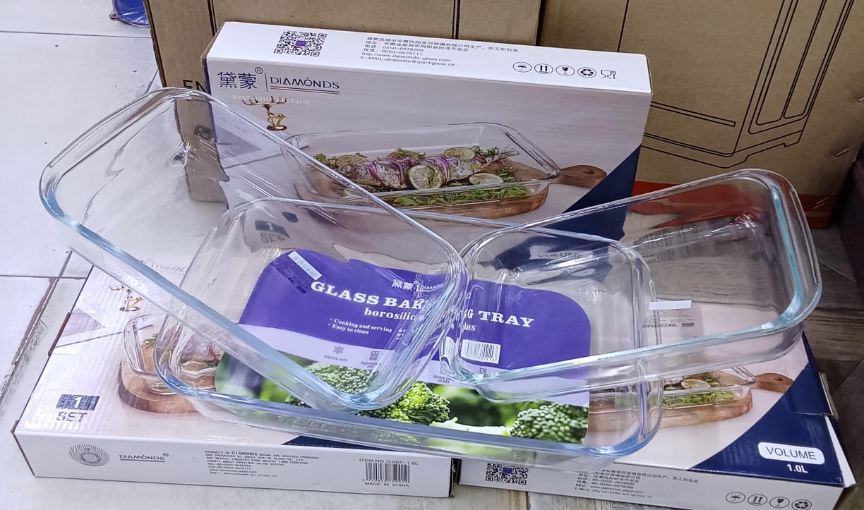 [ 😊😊 LOW PRICE+ ADDED OFFERS 🤩🤩✨ !!! ] 3Pcs Brand New High quality Glass baking trays  (1ltr, 1.6ltrs and 2ltrs)