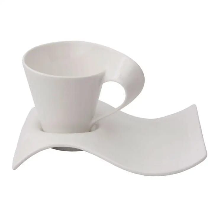 [🔥SPECIAL LIMITED OFFER🔥 🥑🌽ONLY AT KILIMALL !!! ]  12Pc Brand New Very Quality Durable Special style ceramic white plain with wave design cup and saucer at Best Price