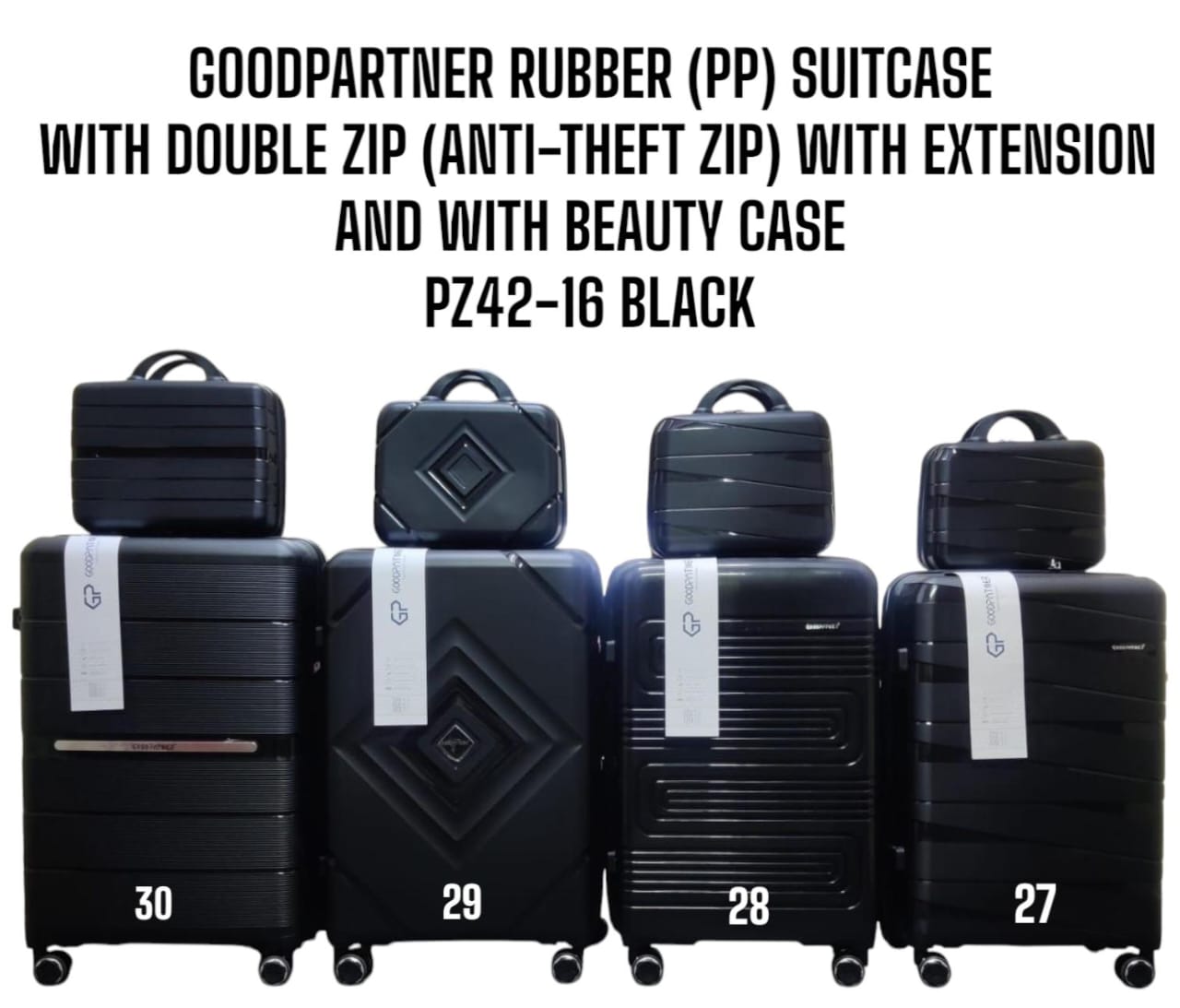 [🤑🥑GRAB IT AT LOW PRICE+ ADDED OFFERS **🥑🌽 ] ✅️ 4 IN 1 SIZE 30  BRAND NEW STYLISH GOOD PARTNER PP(RUBBER) SUITCASE DOUBLE ZIP AND WITH EXTENSION AND WITH  BEAUTY CASE