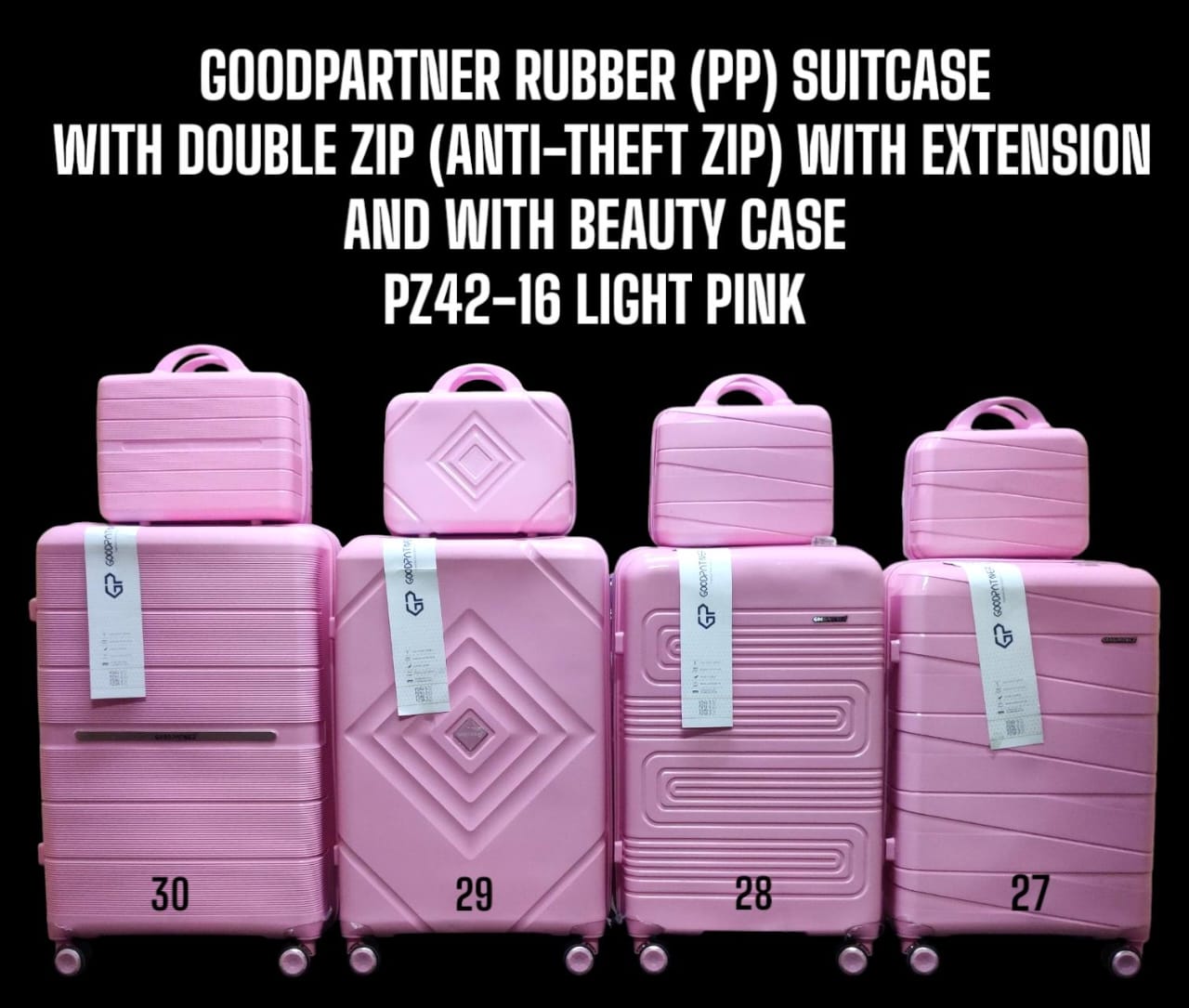 [🤑🥑GRAB IT AT LOW PRICE+ ADDED OFFERS **🥑🌽 ] ✅️ 4 IN 1 SIZE 30  BRAND NEW STYLISH GOOD PARTNER PP(RUBBER) SUITCASE DOUBLE ZIP AND WITH EXTENSION AND WITH  BEAUTY CASE