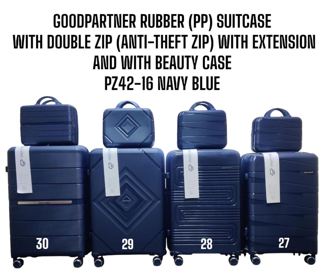 [🤑🥑GRAB IT AT LOW PRICE+ ADDED OFFERS **🥑🌽 ] ✅️ 4 IN 1 SIZE 30  BRAND NEW STYLISH GOOD PARTNER PP(RUBBER) SUITCASE DOUBLE ZIP AND WITH EXTENSION AND WITH  BEAUTY CASE
