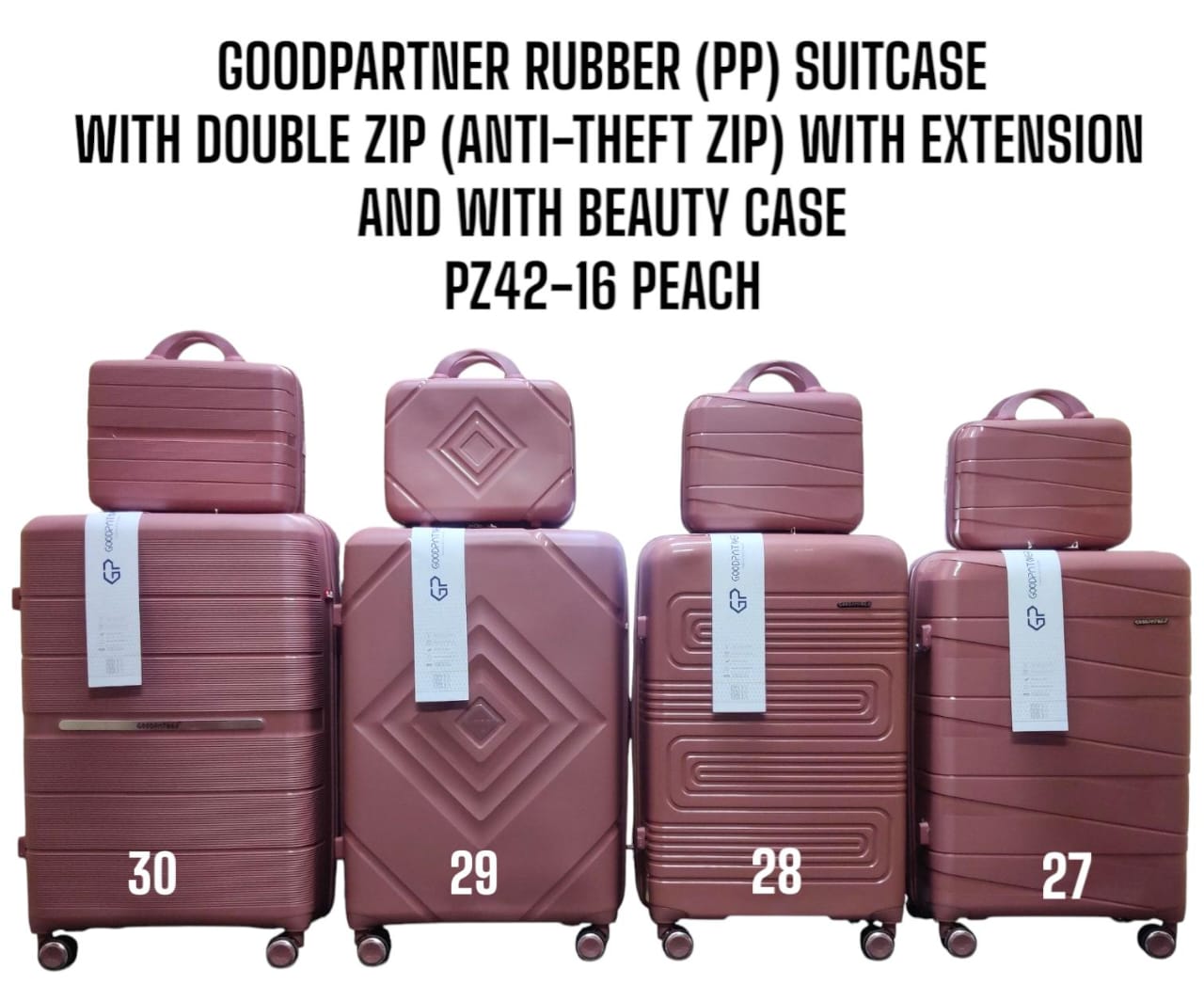 [🤑🥑GRAB IT AT LOW PRICE+ ADDED OFFERS **🥑🌽 ] ✅️ 4 IN 1 SIZE 30  BRAND NEW STYLISH GOOD PARTNER PP(RUBBER) SUITCASE DOUBLE ZIP AND WITH EXTENSION AND WITH  BEAUTY CASE