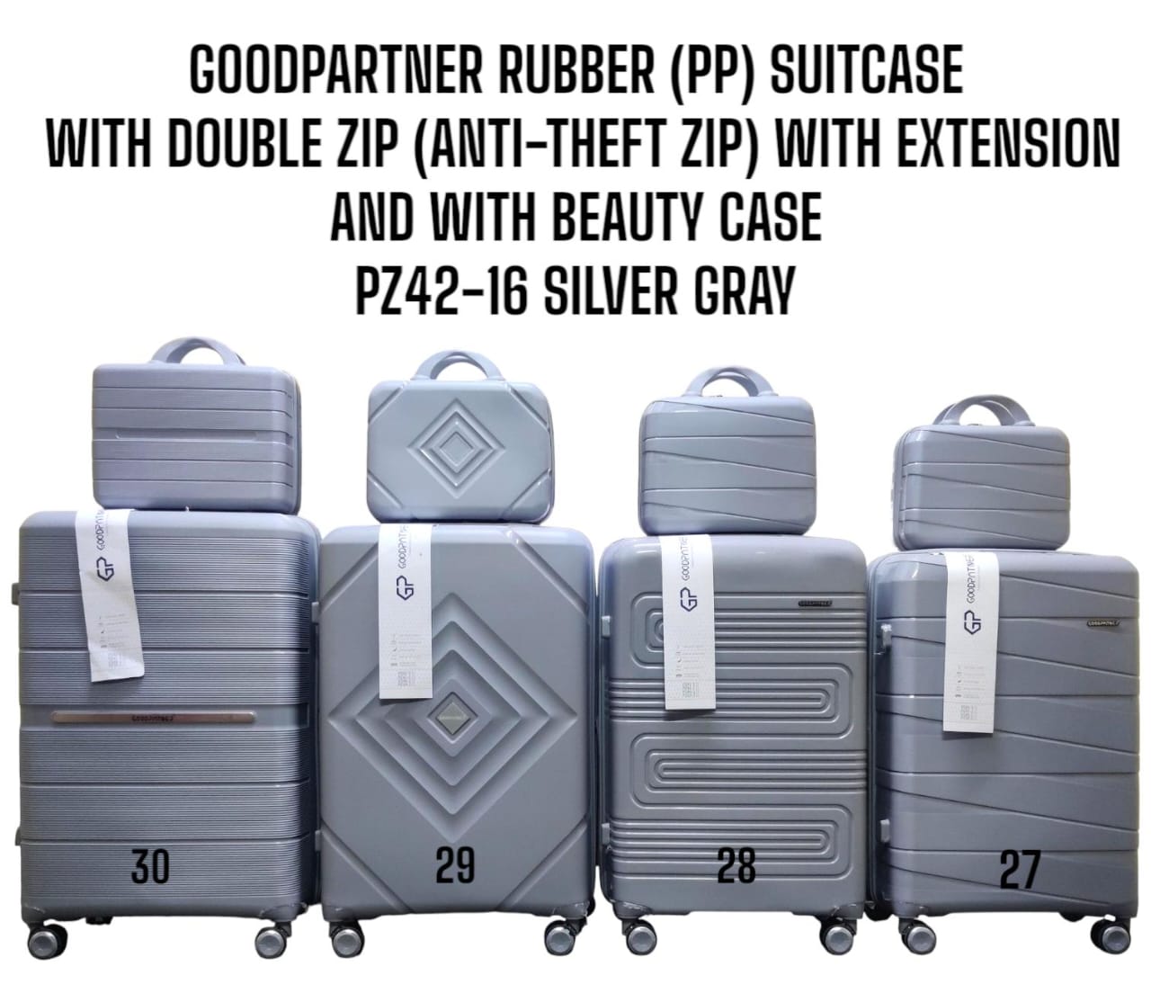[🤑🥑GRAB IT AT LOW PRICE+ ADDED OFFERS **🥑🌽 ] ✅️ 4 IN 1 SIZE 30  BRAND NEW STYLISH GOOD PARTNER PP(RUBBER) SUITCASE DOUBLE ZIP AND WITH EXTENSION AND WITH  BEAUTY CASE