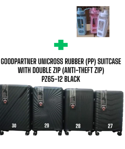 [🤑🥑** TRAVEL IN STYLE 🤩🤩✨ !!! ]  ✅️ 3 IN 1 SIZE 30 BRAND NEW STYLISH GOOD PARTNER PP(RUBBER) SUITCASE WITH DOUBLE ZIP .THAT COMES WITH A FREE 1PC  WATER BOTTLE ( RANDOM COLOR) AT AFFORDABLE PRICE