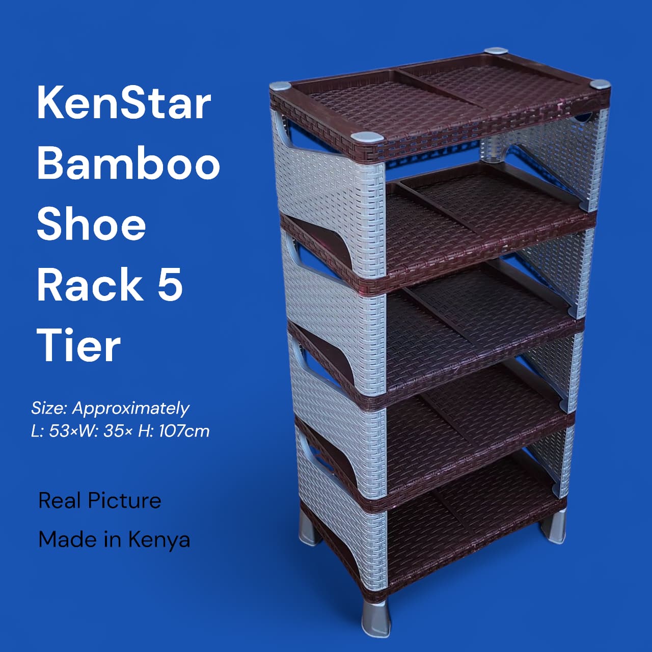 [📢PRICE DROP ALERT! SAVE BIG ON YOUR FAVES 🤑!!!]  1Pc Brand New Very Quality Ken Star Shoe Rack 5 Tier - 📏 Size: L: 53cm x W: 35cm x H: 107cm.- 👠 Store multiple pairs of shoes neatly.